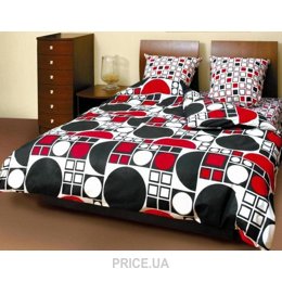 Постельное белье ТЕП 531 Круг red-black двуспальный евро