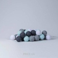 Фото Cotton Ball Lights Гирлянда Aqua-Grey на 50 шаров 7,5 м