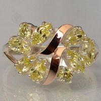 Серебряное кольцо Sil с золотыми вставками Желтый 