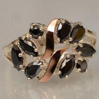 Серебряное кольцо Sil с золотыми вставками Черный 